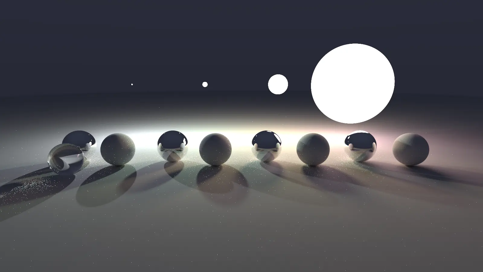 Path-traced render: a Cornell-box scene with glossy spheres.